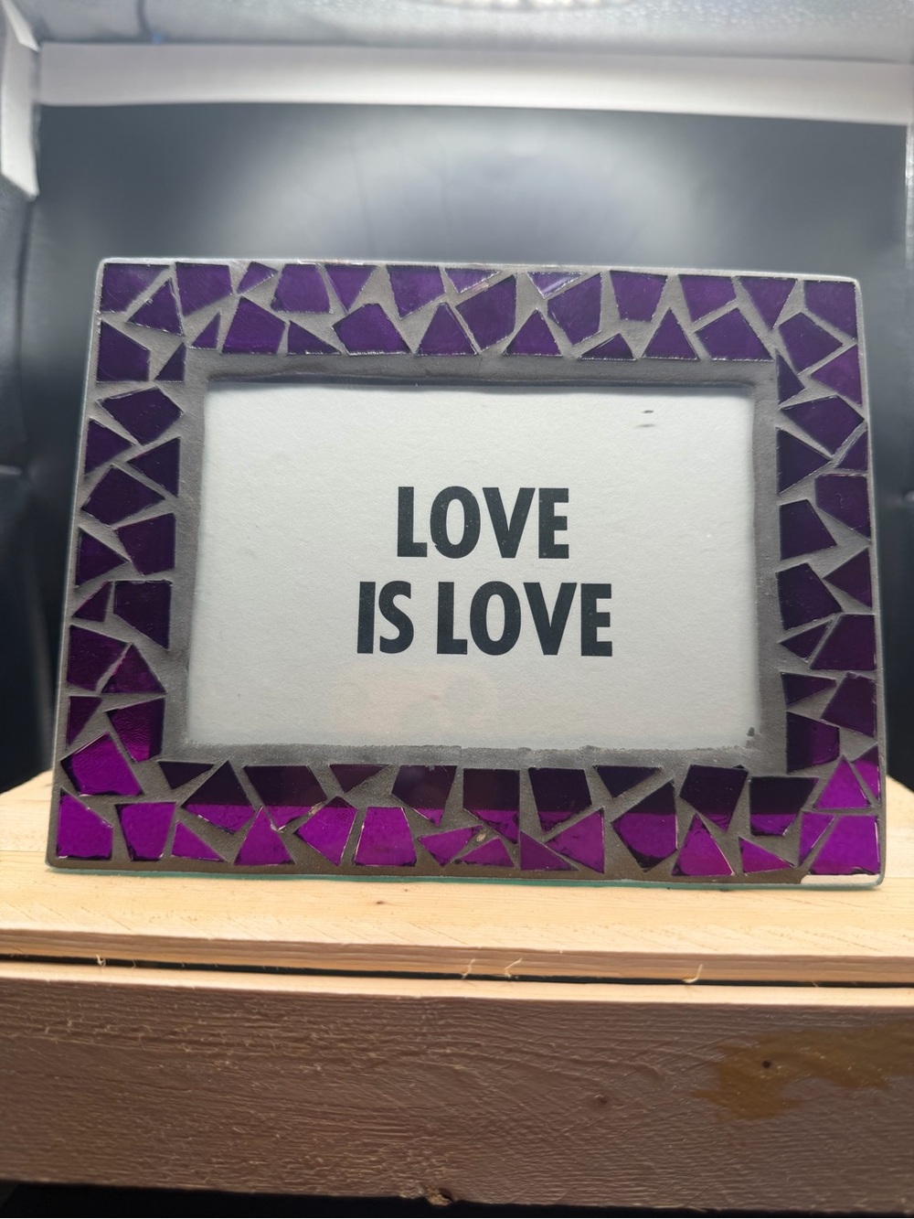 Purple Mosaic Glass Picture Frame 4x6 Photo Frame Silver Trim Tabletop Display - Picture 4 of 5
